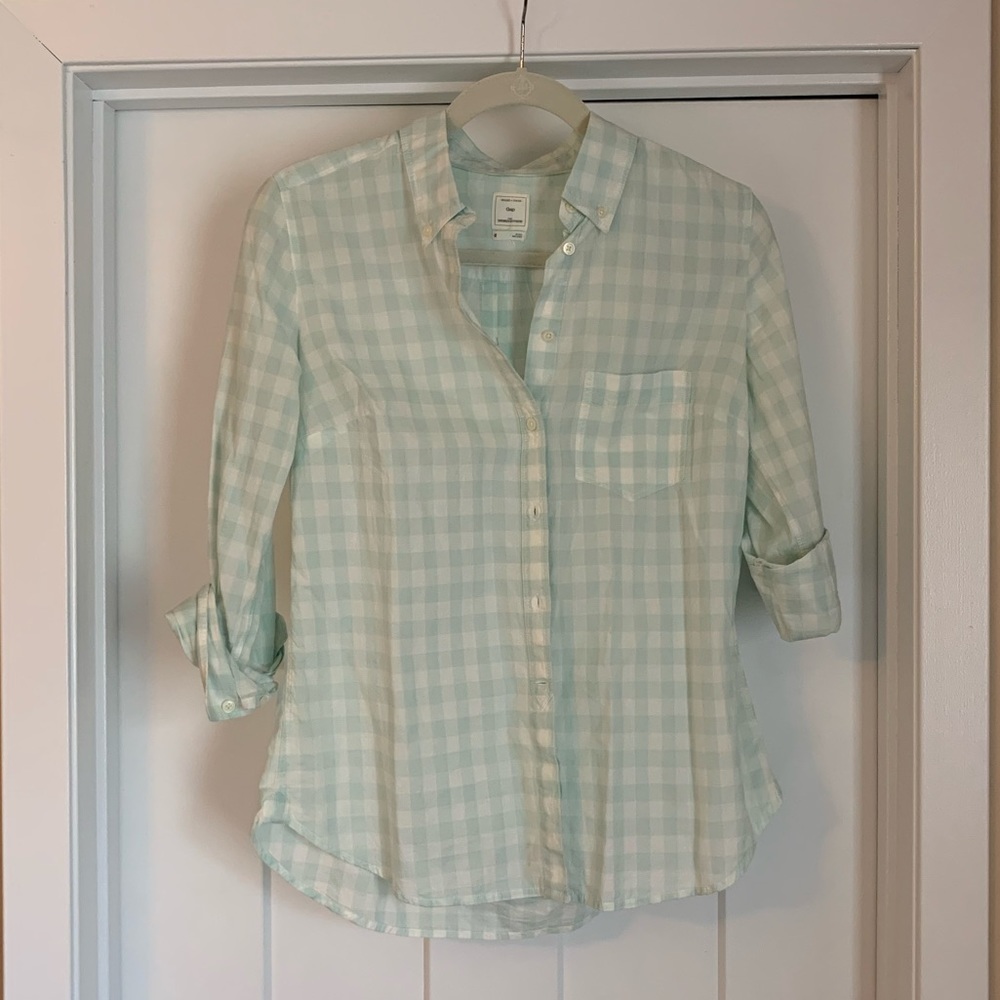 Gap women’s mint gingham top